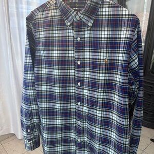 Polo by Ralph Lauren Navy & White Plaid Cotton Button-Down Shirt